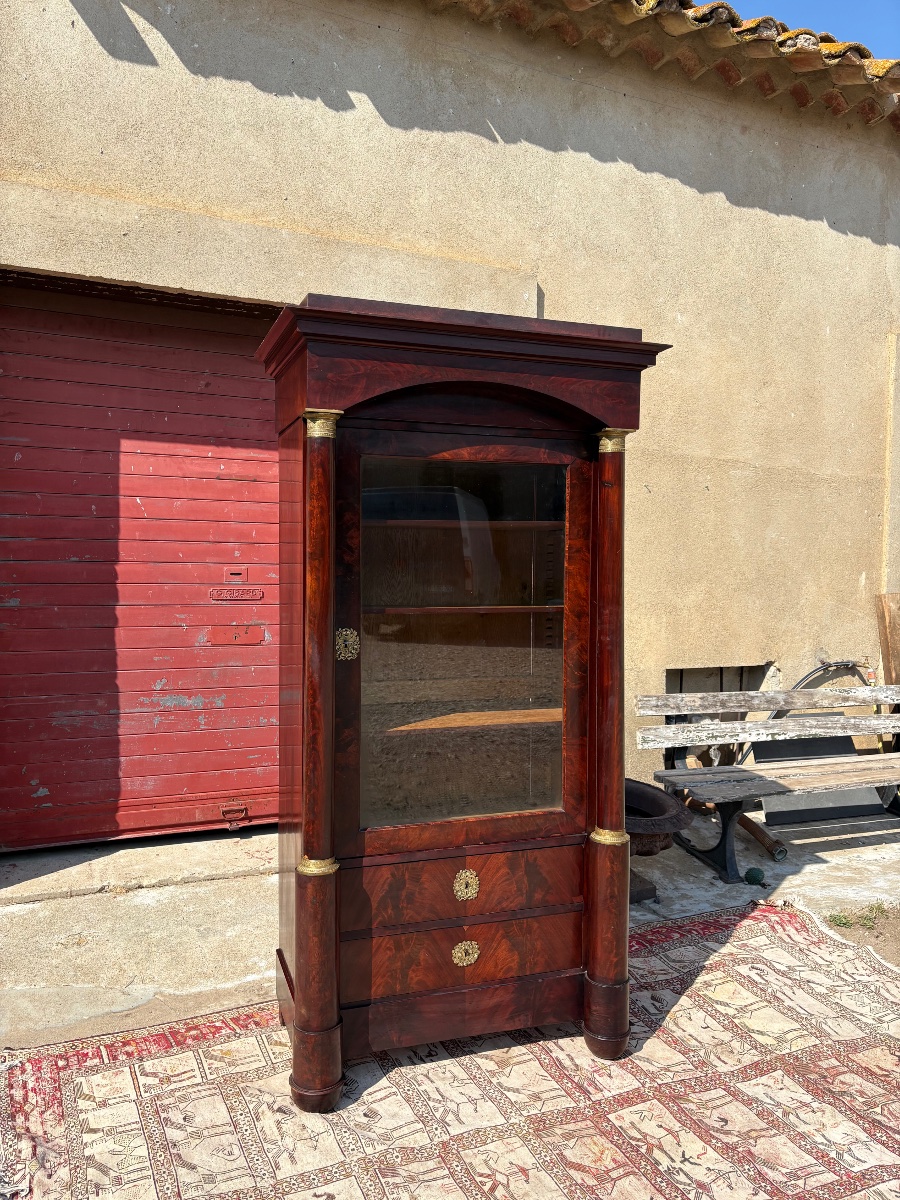 Bibliothèque, vitrine, empire en acajou époque XIXe siècle-photo-7