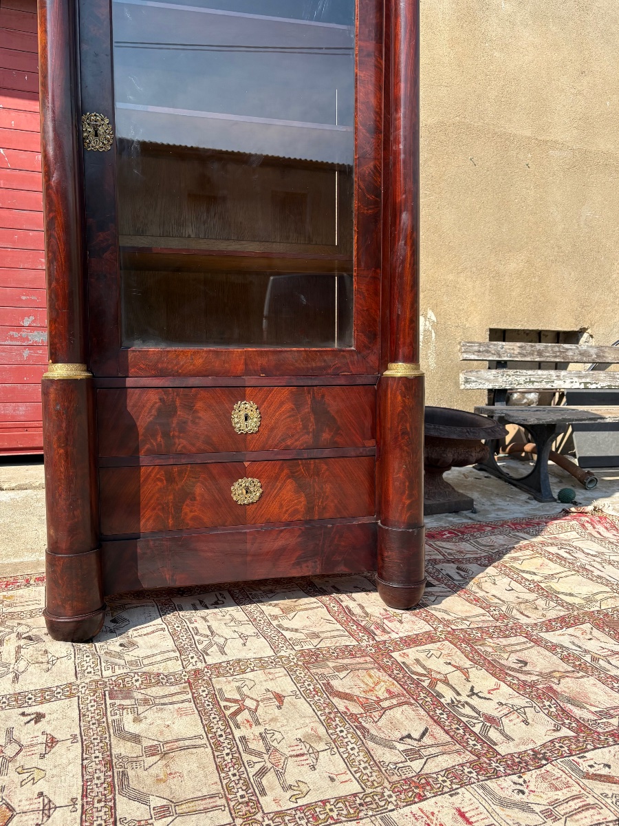 Bibliothèque, vitrine, empire en acajou époque XIXe siècle-photo-8