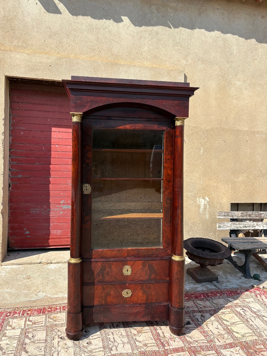 Bibliothèque, vitrine, empire en acajou époque XIXe siècle