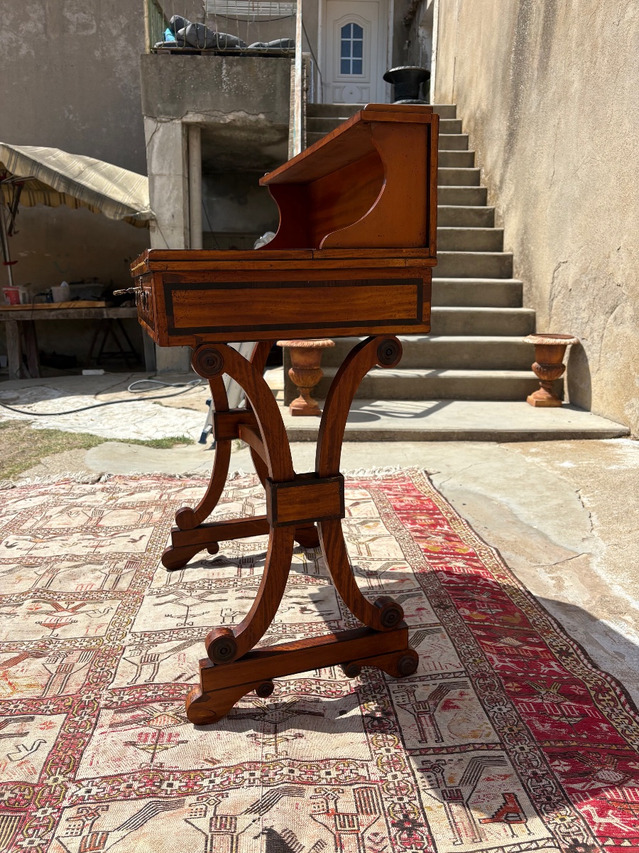 Stepped Desk, Restored In Mahogany, Light-colored, 19th-century-photo-8