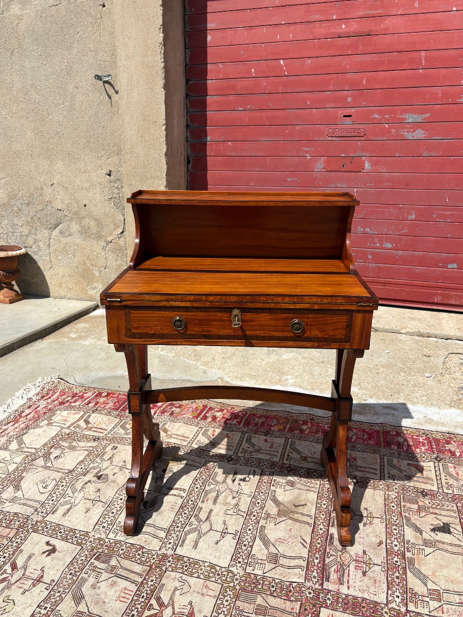Stepped Desk, Restored In Mahogany, Light-colored, 19th-century