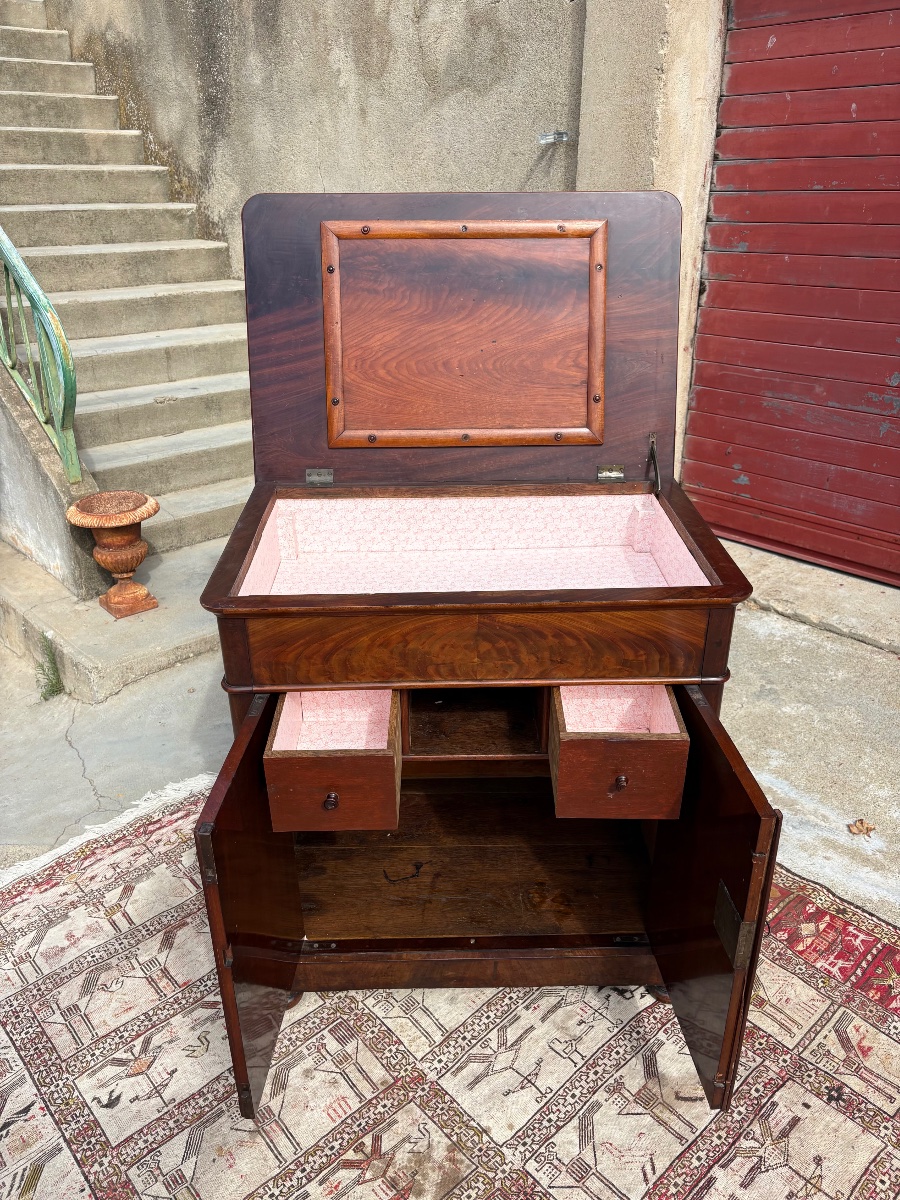 Antique Mahogany Vanity Cabinet, 19th-century Restoration-photo-2