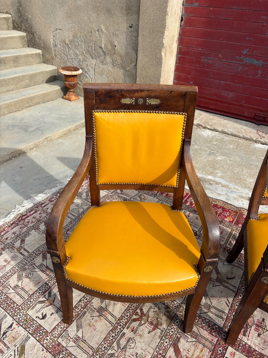 Paire de fauteuils empire en acajou époque XIXe siècle-photo-3