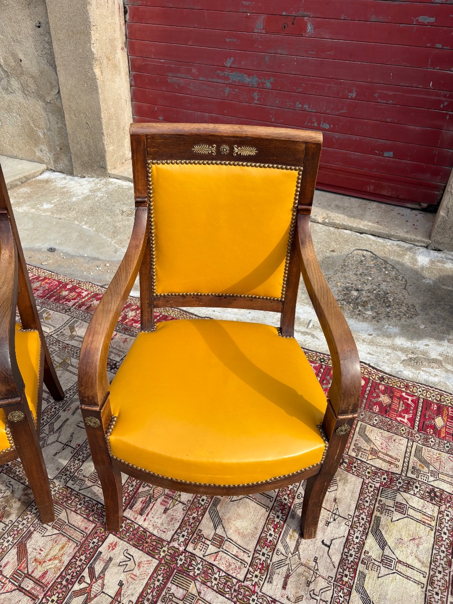 Paire de fauteuils empire en acajou époque XIXe siècle-photo-4