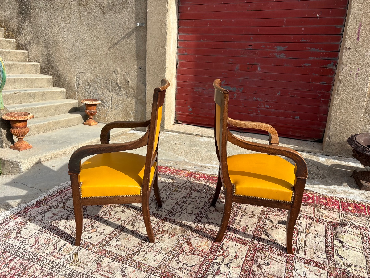 Paire de fauteuils empire en acajou époque XIXe siècle-photo-4
