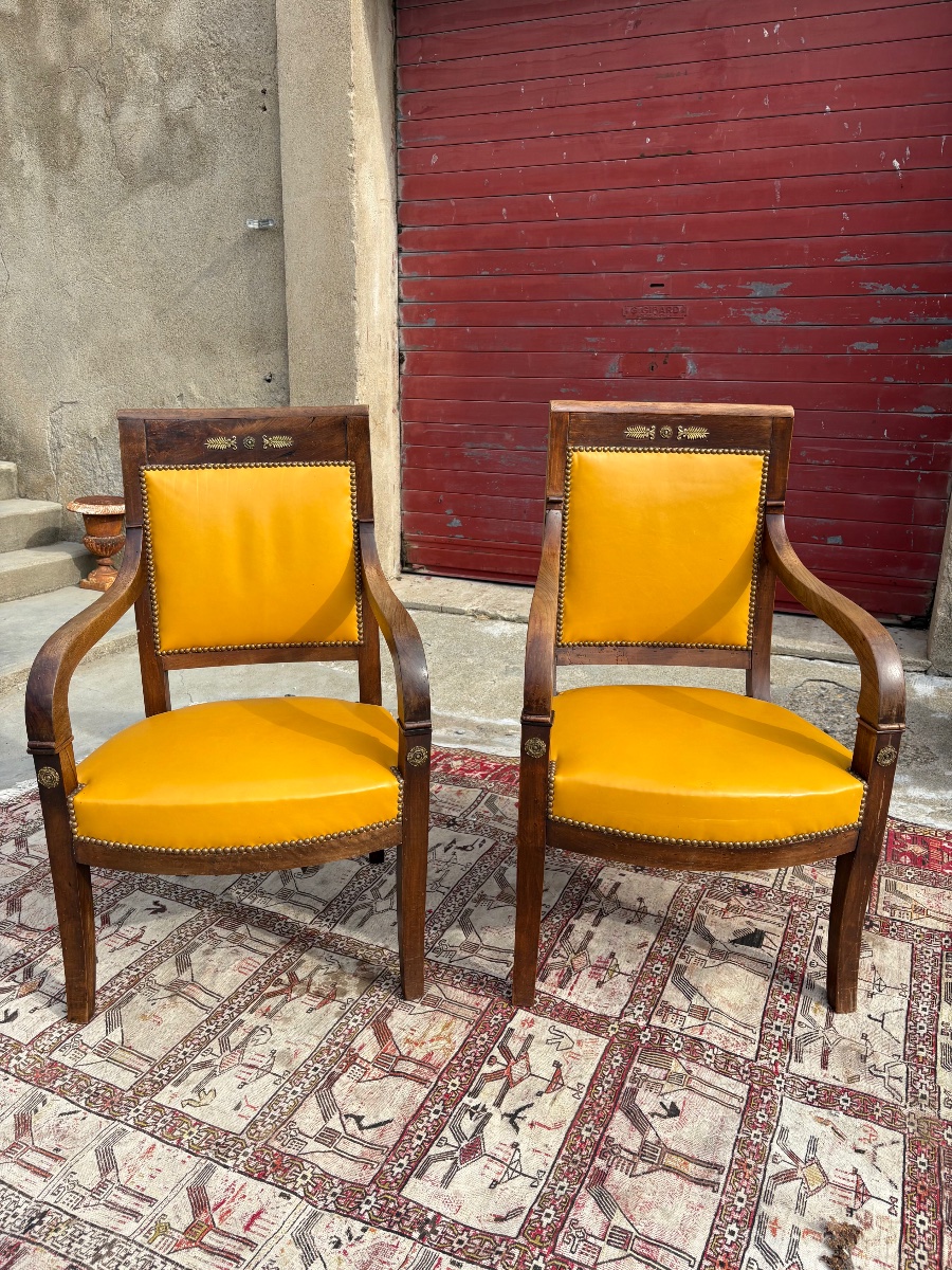 Paire de fauteuils empire en acajou époque XIXe siècle-photo-6