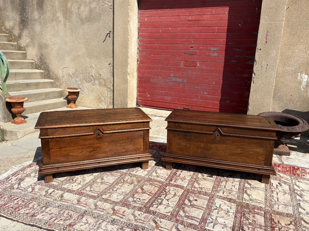 Pair Of Chests, Louis XIII Style, Made Of Walnut, Dating From The 17th Century-photo-2