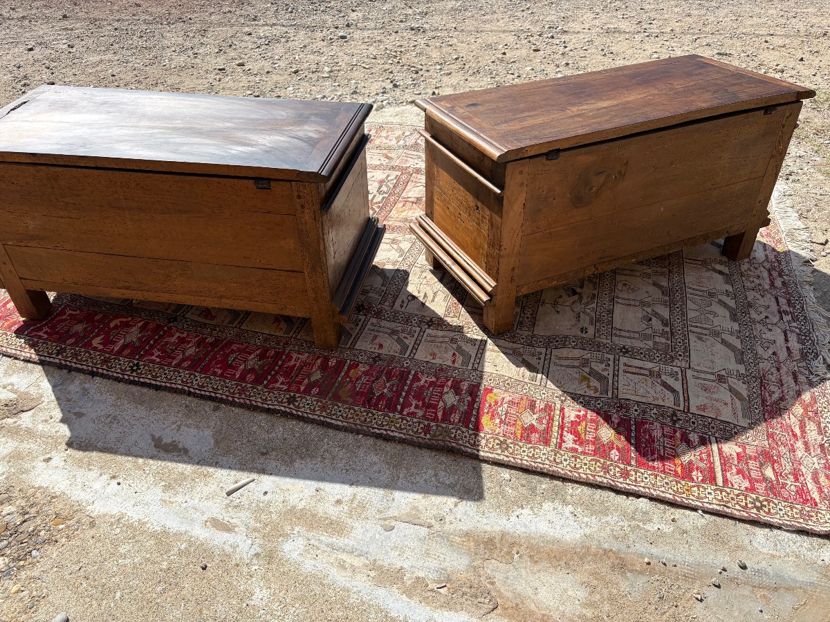 Pair Of Chests, Louis XIII Style, Made Of Walnut, Dating From The 17th Century-photo-4