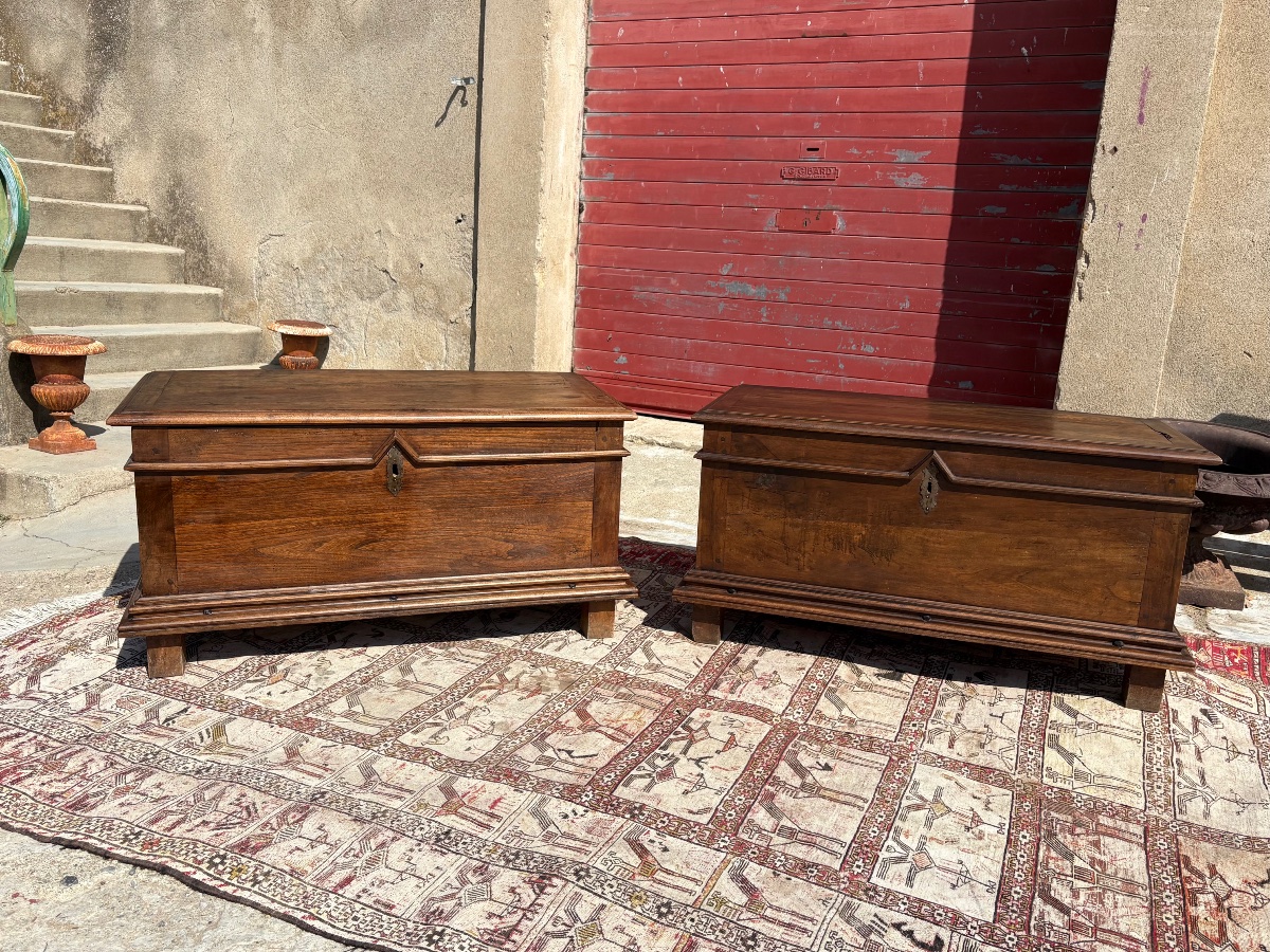 Pair Of Chests, Louis XIII Style, Made Of Walnut, Dating From The 17th Century-photo-6