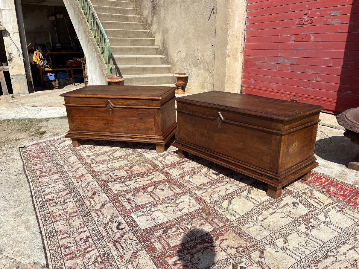 Pair Of Chests, Louis XIII Style, Made Of Walnut, Dating From The 17th Century-photo-7