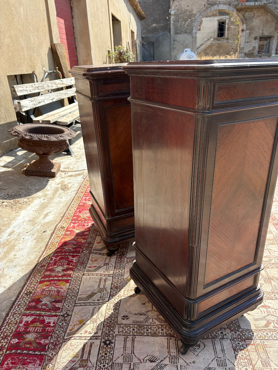 Pair Of Napoleon III-style Bedside Tables, Made Of Rosewood, From The 19th Century-photo-1