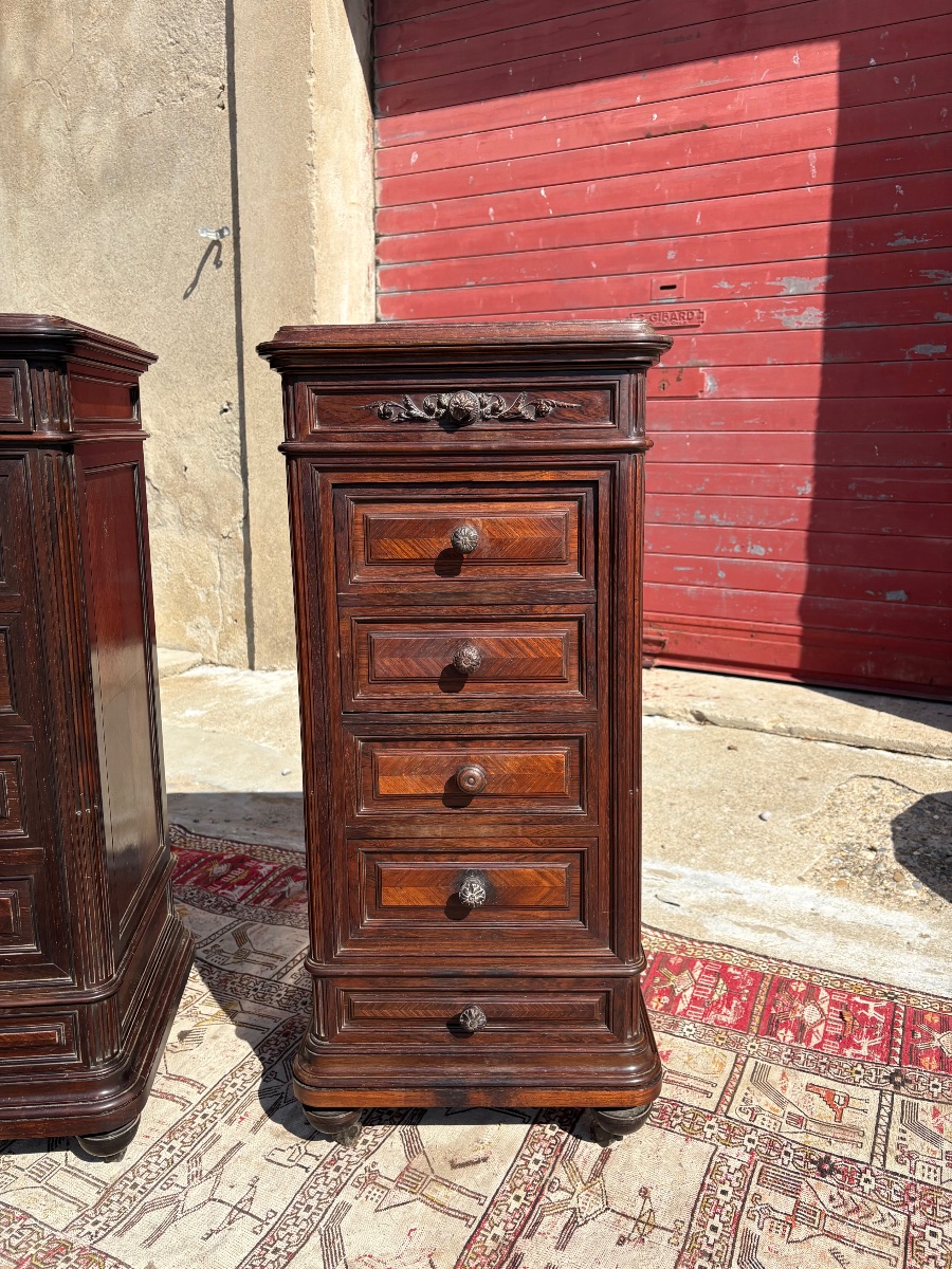 Pair Of Napoleon III-style Bedside Tables, Made Of Rosewood, From The 19th Century-photo-2