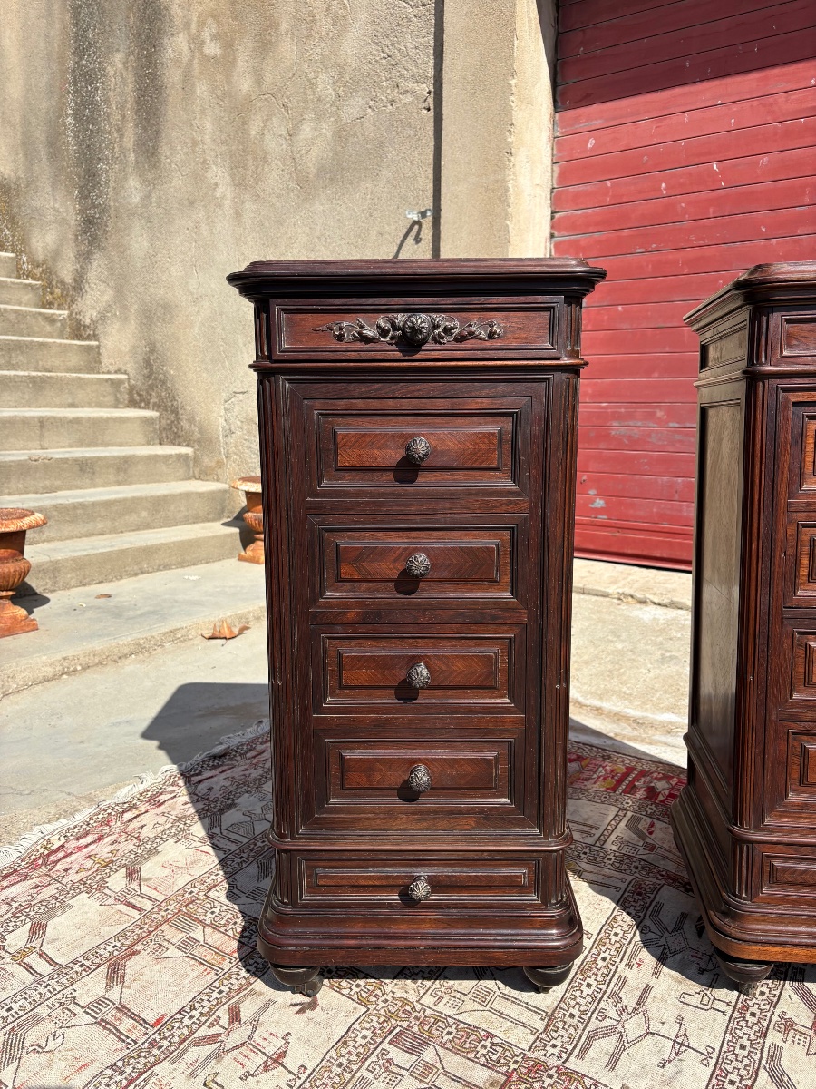 Pair Of Napoleon III-style Bedside Tables, Made Of Rosewood, From The 19th Century-photo-8