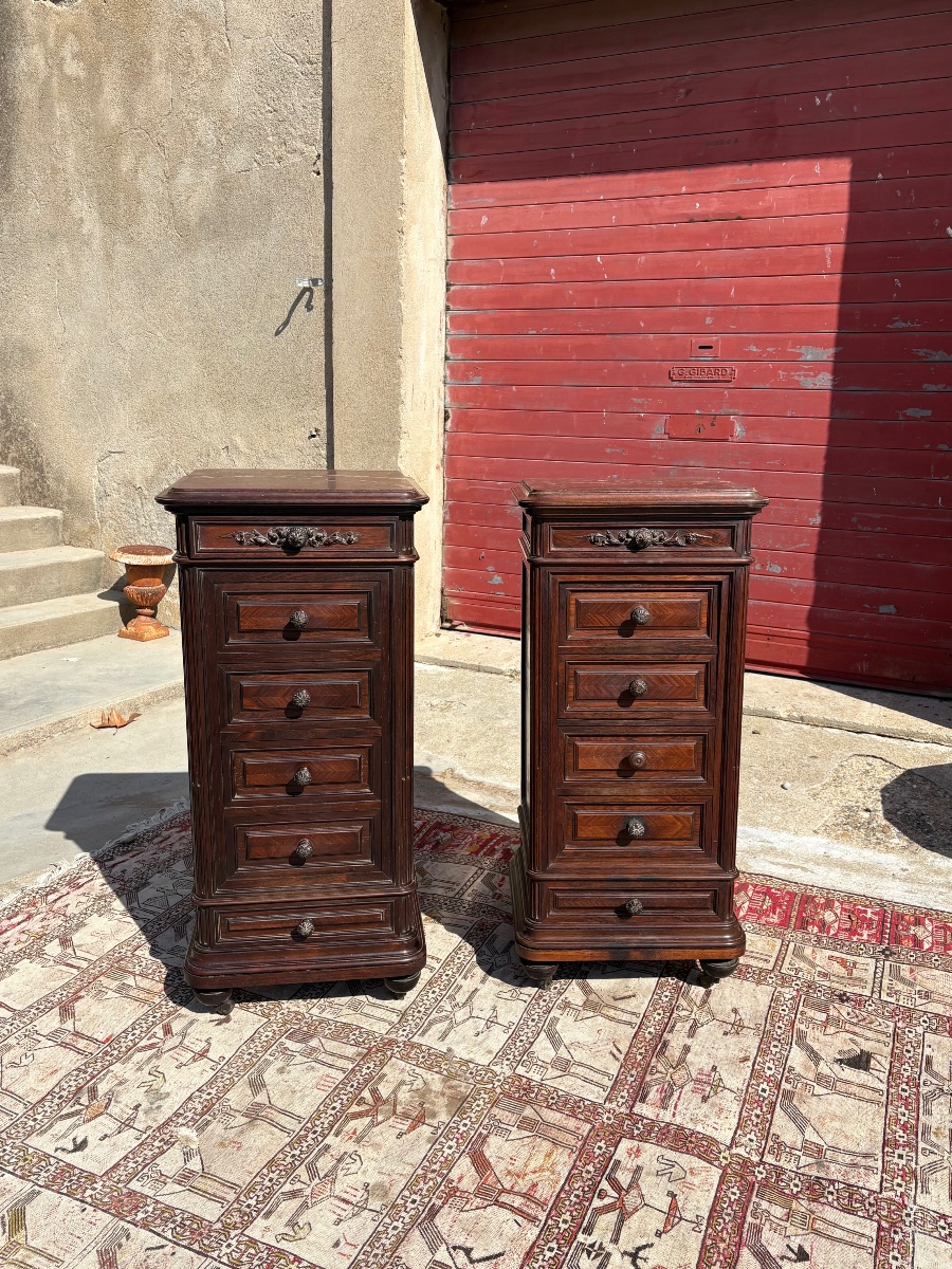 Pair Of Napoleon III-style Bedside Tables, Made Of Rosewood, From The 19th Century