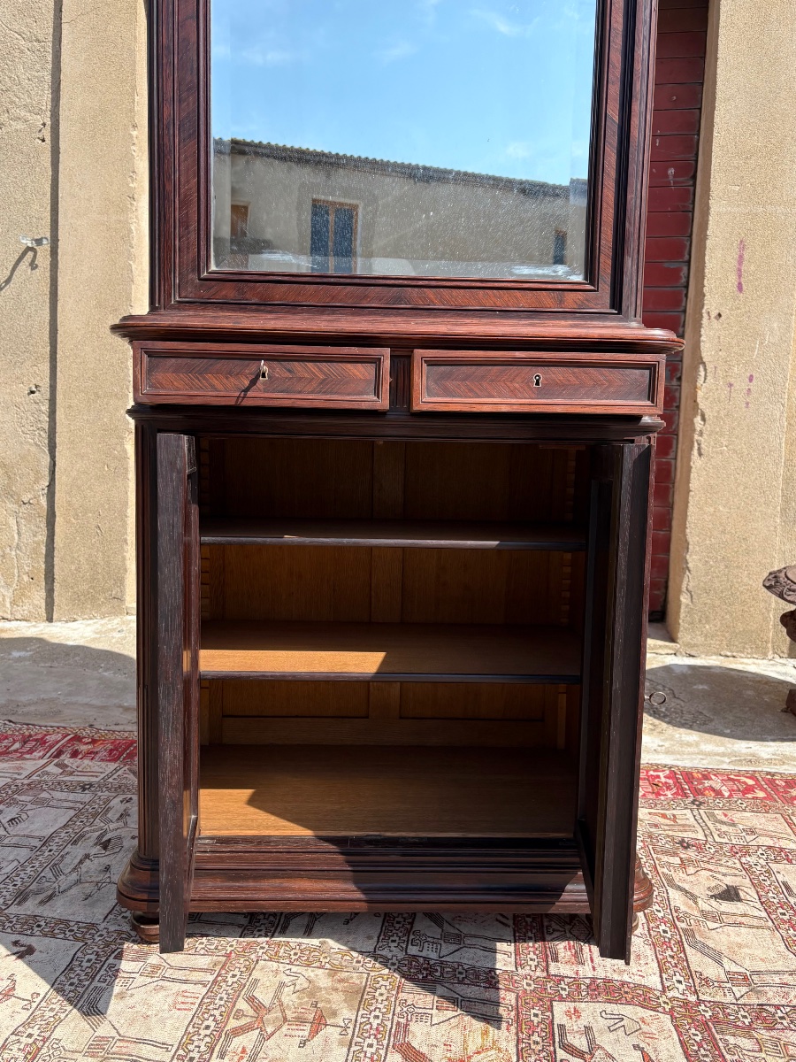 Armoire de toilette à miroir, en acajou napoléon III d’époque XIXe siècle-photo-3