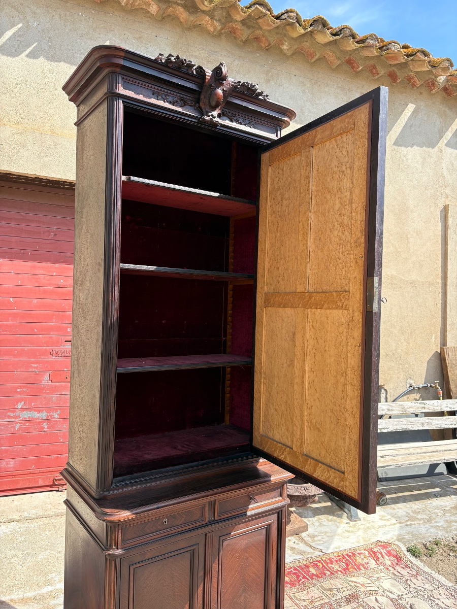 Armoire de toilette à miroir, en acajou napoléon III d’époque XIXe siècle-photo-4