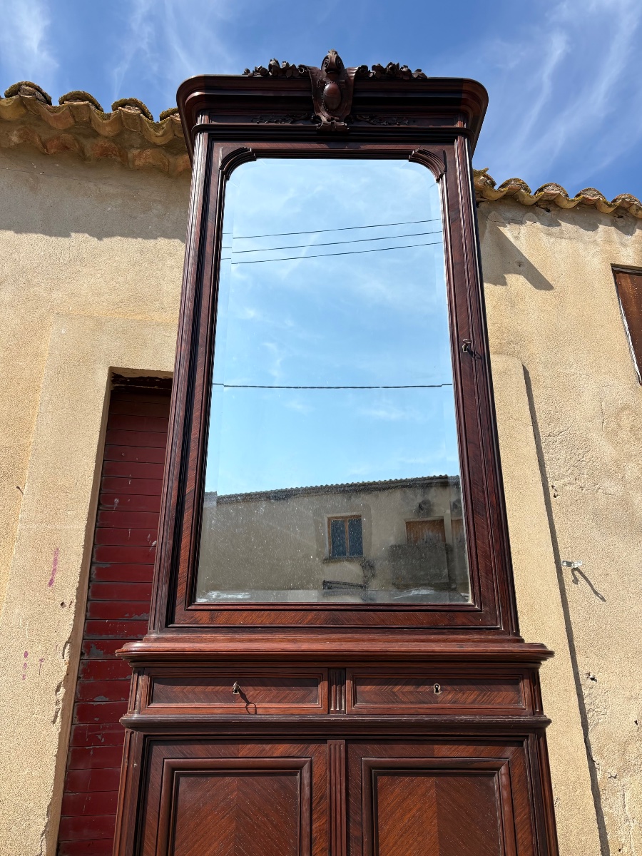 Armoire de toilette à miroir, en acajou napoléon III d’époque XIXe siècle-photo-2