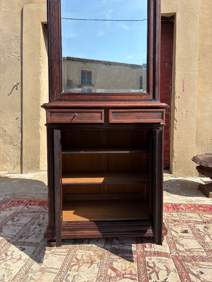Armoire de toilette à miroir, en acajou napoléon III d’époque XIXe siècle-photo-3