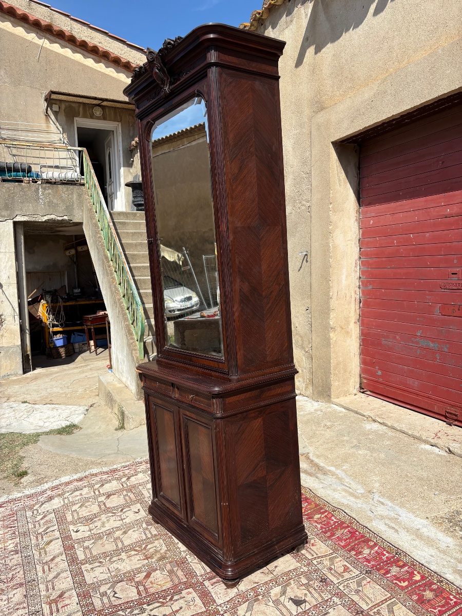 Armoire de toilette à miroir, en acajou napoléon III d’époque XIXe siècle-photo-6