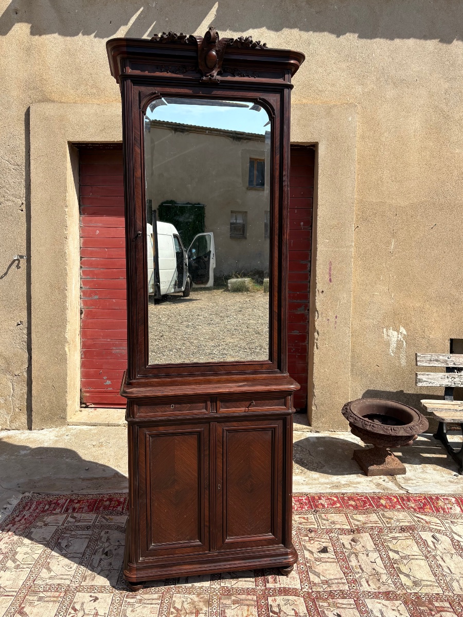 Armoire de toilette à miroir, en acajou napoléon III d’époque XIXe siècle-photo-8