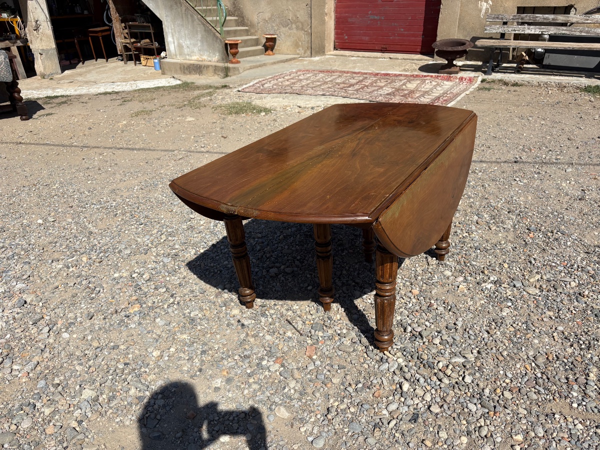 Dining Table, 6-foot Louis-philippe Style In Walnut, 19th-century-photo-2