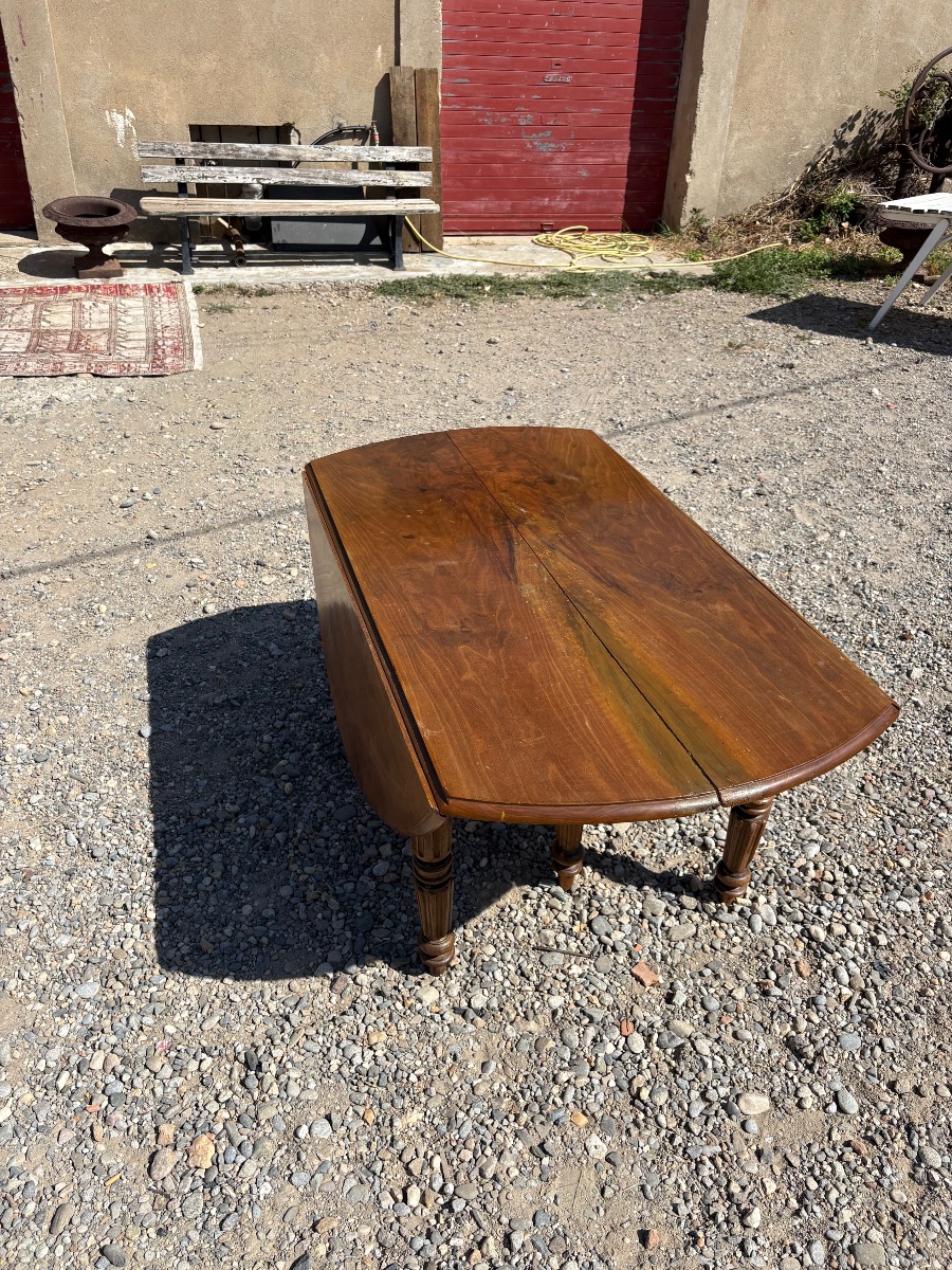 Dining Table, 6-foot Louis-philippe Style In Walnut, 19th-century-photo-3