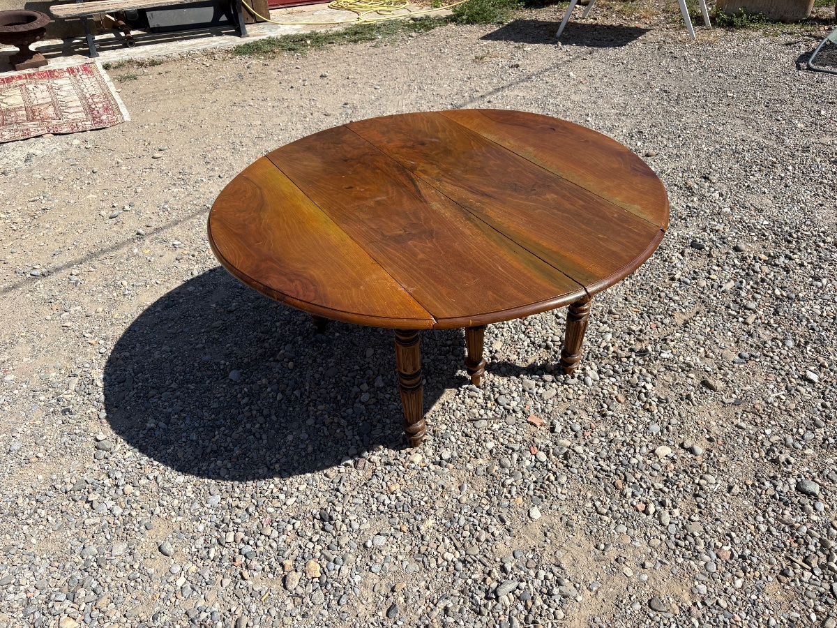 Dining Table, 6-foot Louis-philippe Style In Walnut, 19th-century-photo-1