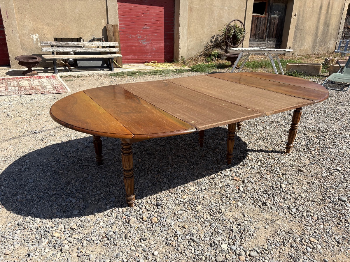 Dining Table, 6-foot Louis-philippe Style In Walnut, 19th-century-photo-4