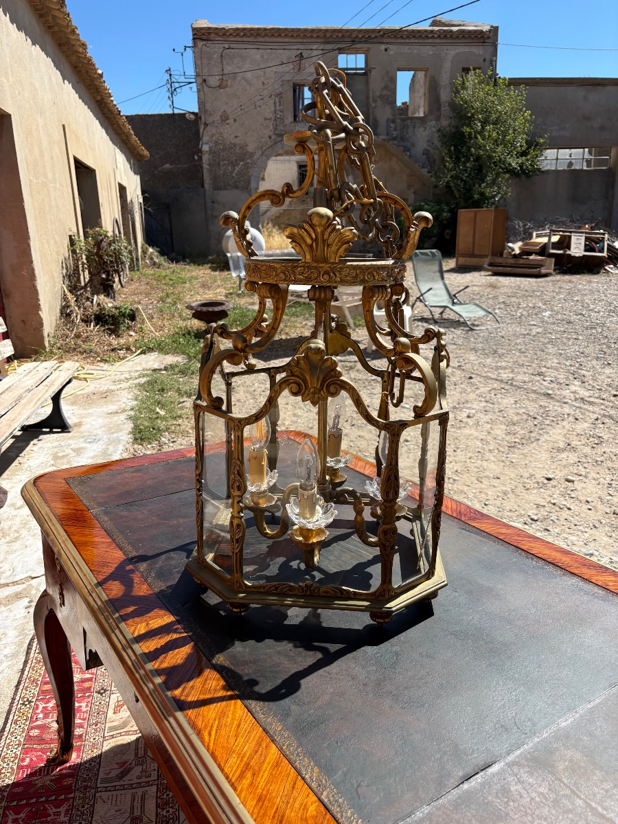 Lanternes, régence en bronze d’époque XIXe siècle-photo-2