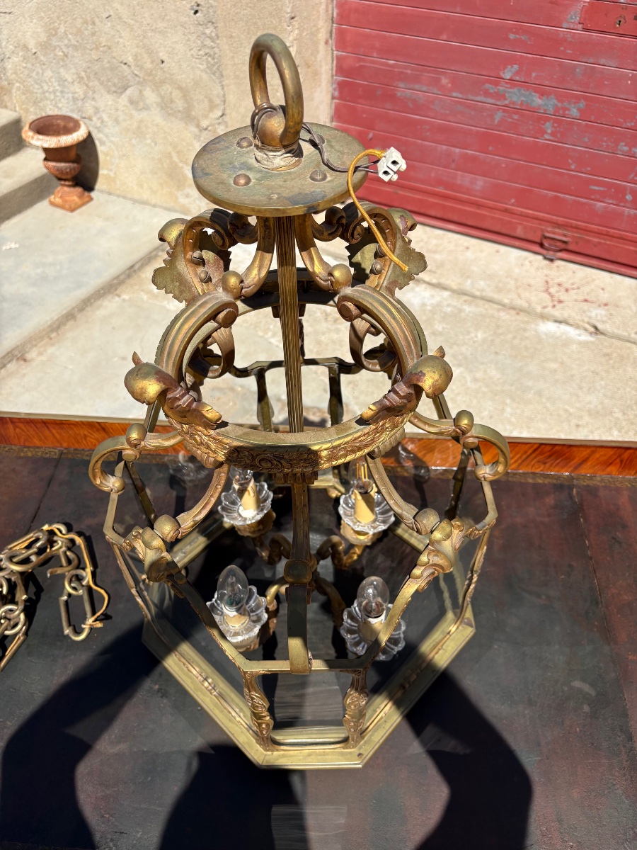 Lanternes, régence en bronze d’époque XIXe siècle-photo-1