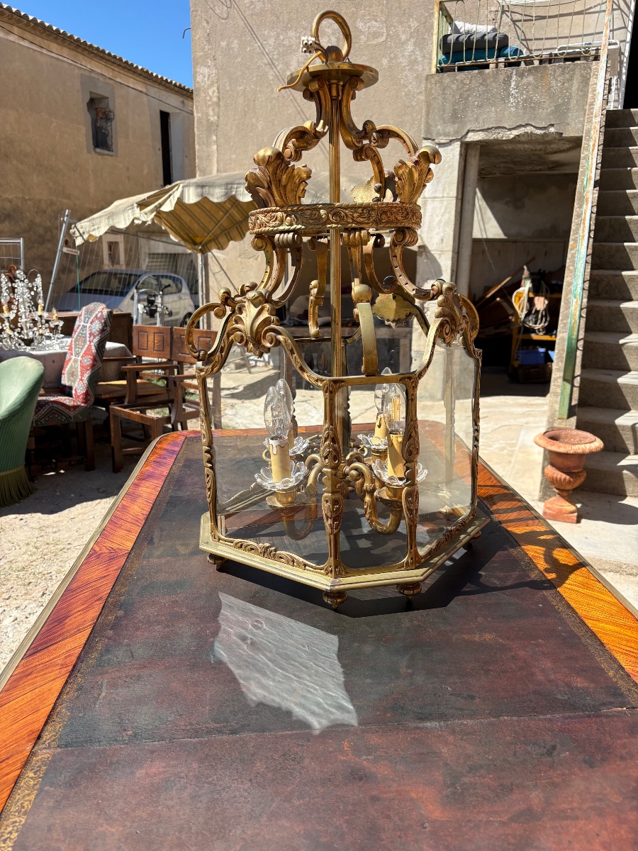 Lanternes, régence en bronze d’époque XIXe siècle-photo-2