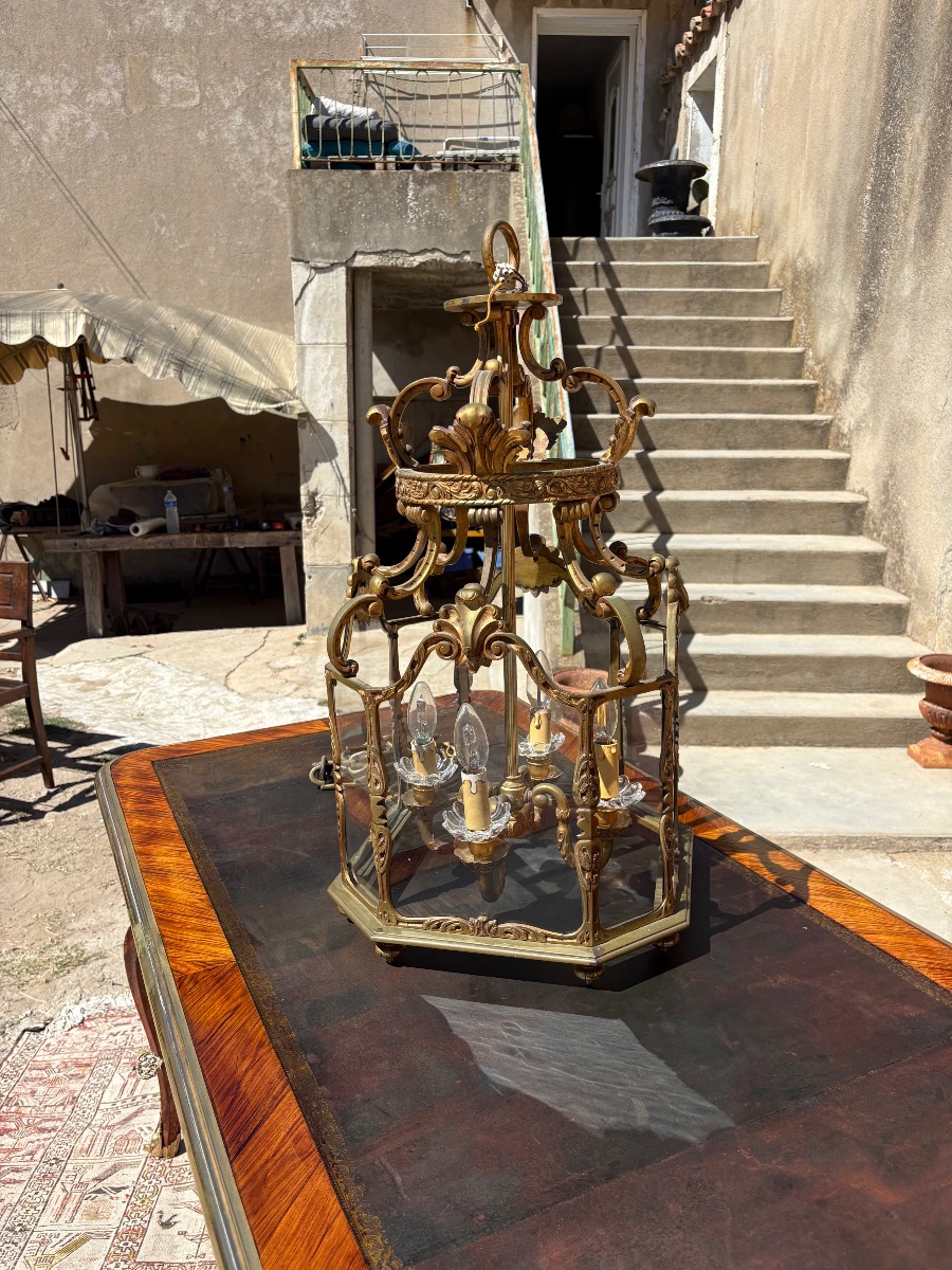 Lanternes, régence en bronze d’époque XIXe siècle-photo-3