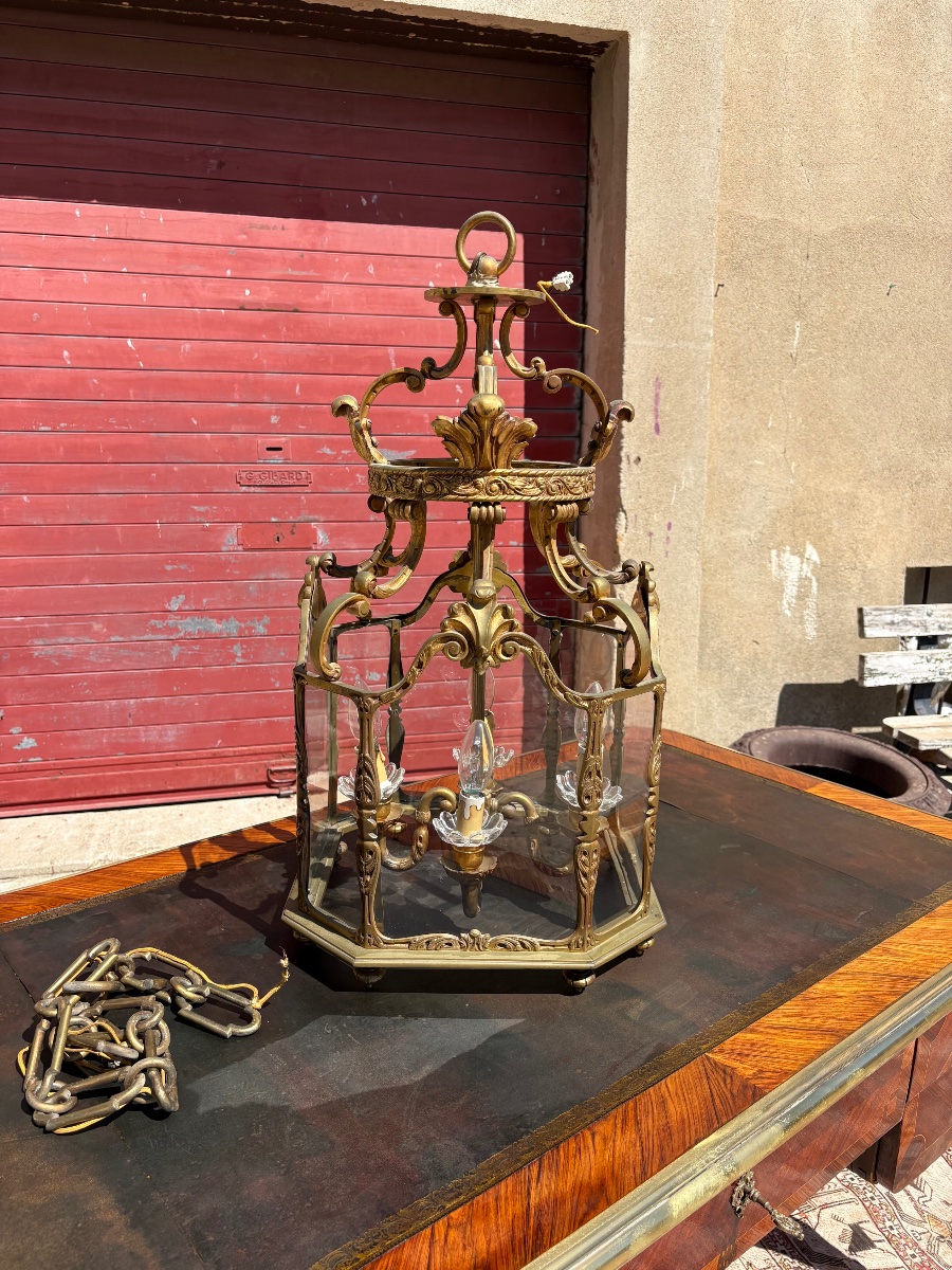 Lanternes, régence en bronze d’époque XIXe siècle-photo-4