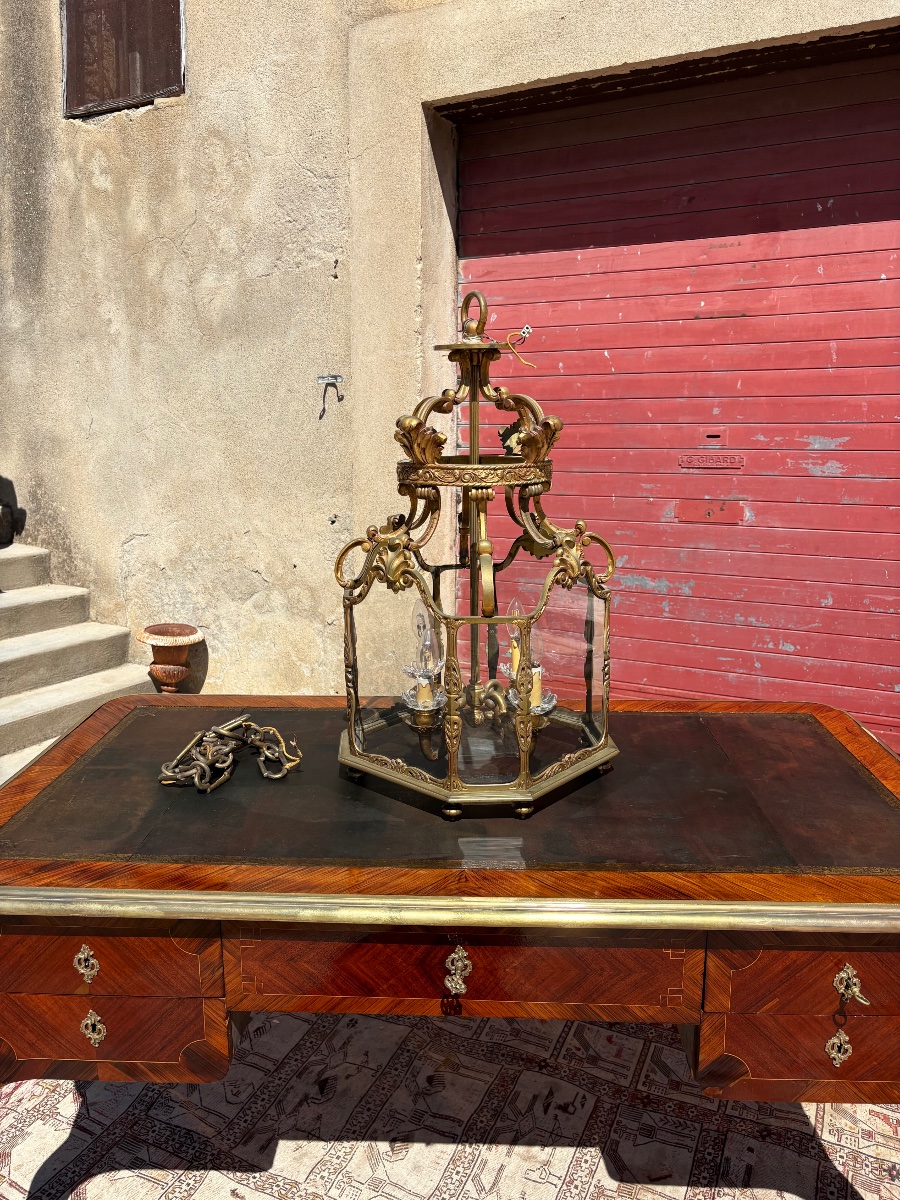 Lanternes, régence en bronze d’époque XIXe siècle-photo-5