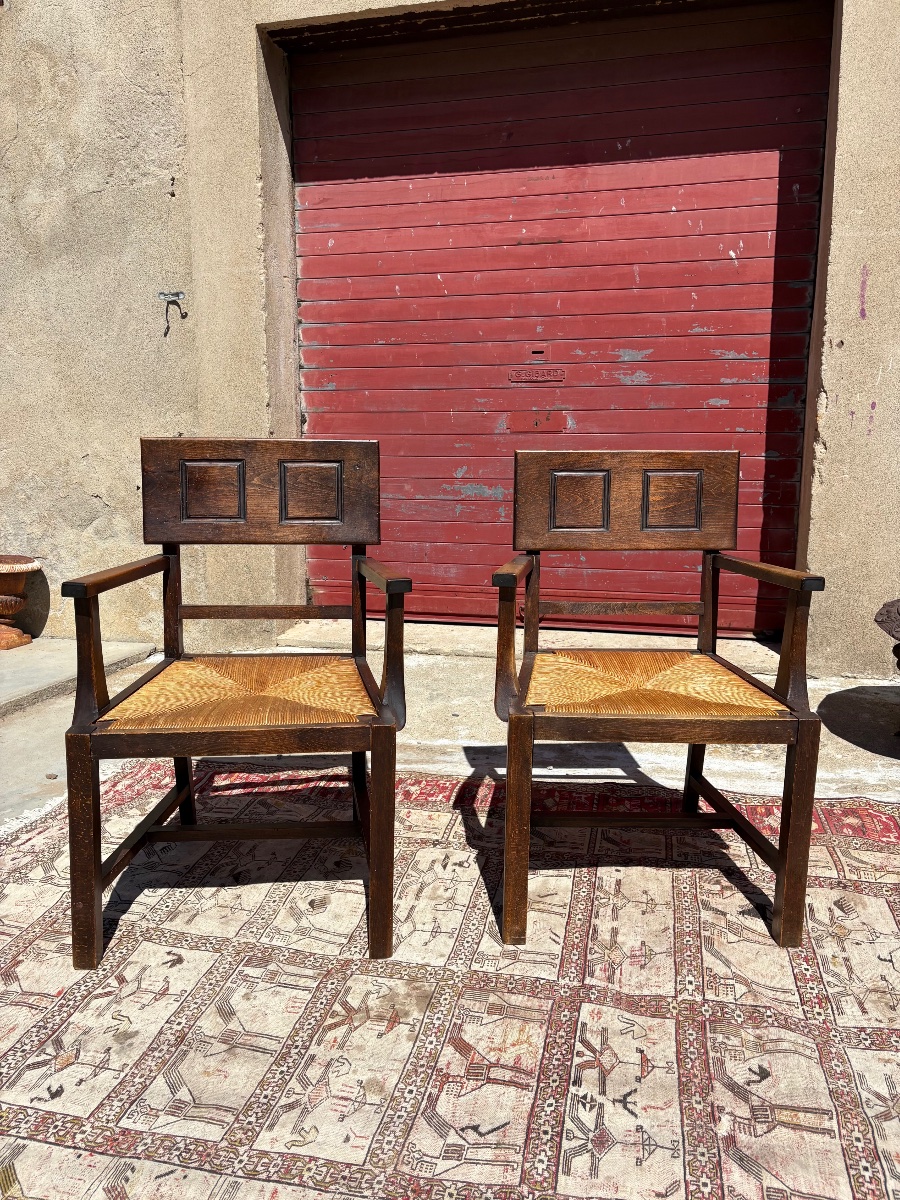 Pair Of Armchairs, Art Deco, Spanish-inspired. Circa 1930.-photo-2