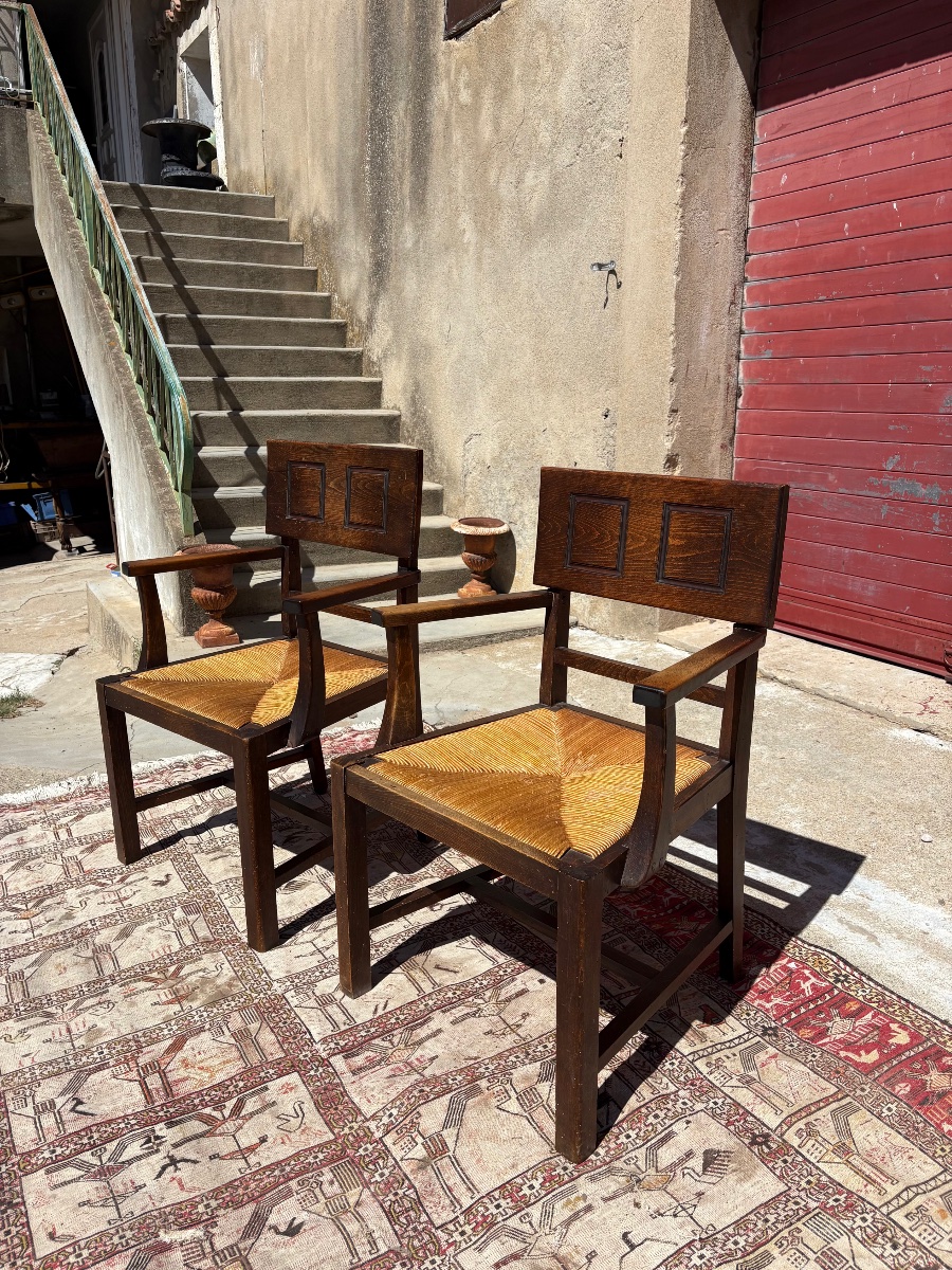 Pair Of Armchairs, Art Deco, Spanish-inspired. Circa 1930.-photo-7