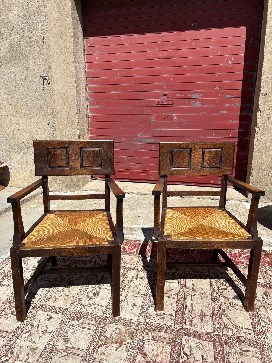 Pair Of Armchairs, Art Deco, Spanish-inspired. Circa 1930.