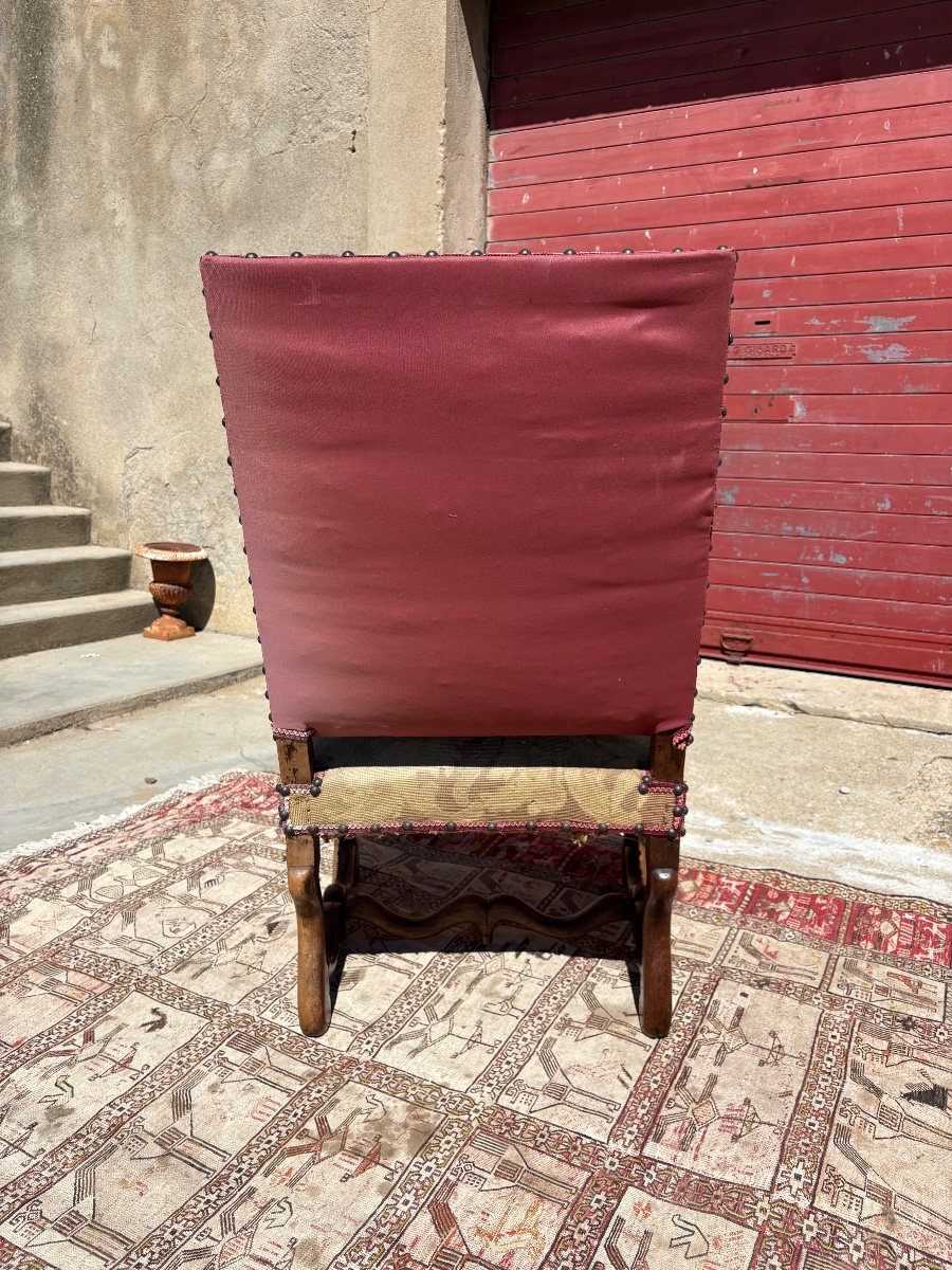 Fauteuil, Louis XIII, en noyer , époque XVIIe siècle-photo-3