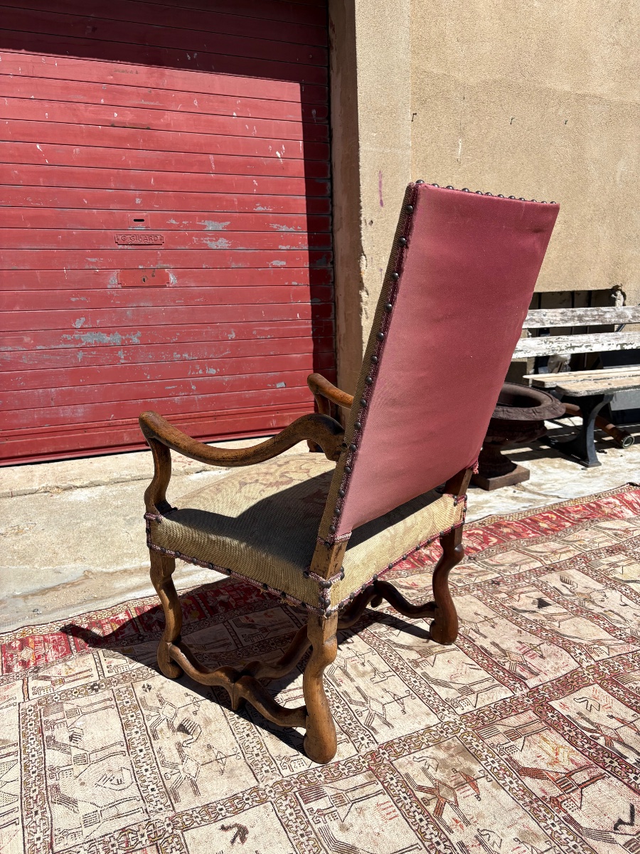 Fauteuil, Louis XIII, en noyer , époque XVIIe siècle-photo-1