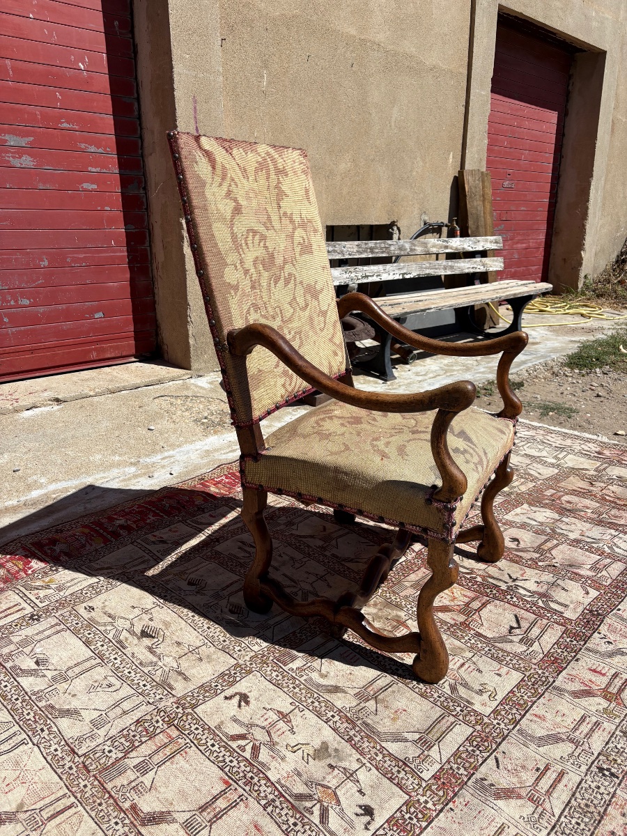 Fauteuil, Louis XIII, en noyer , époque XVIIe siècle-photo-5
