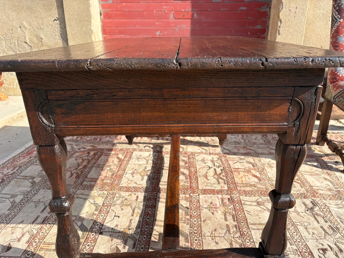 Table, de ferme ou Table, de milieu Louis XIV en noyer d’époque XVIIIe siècle-photo-3
