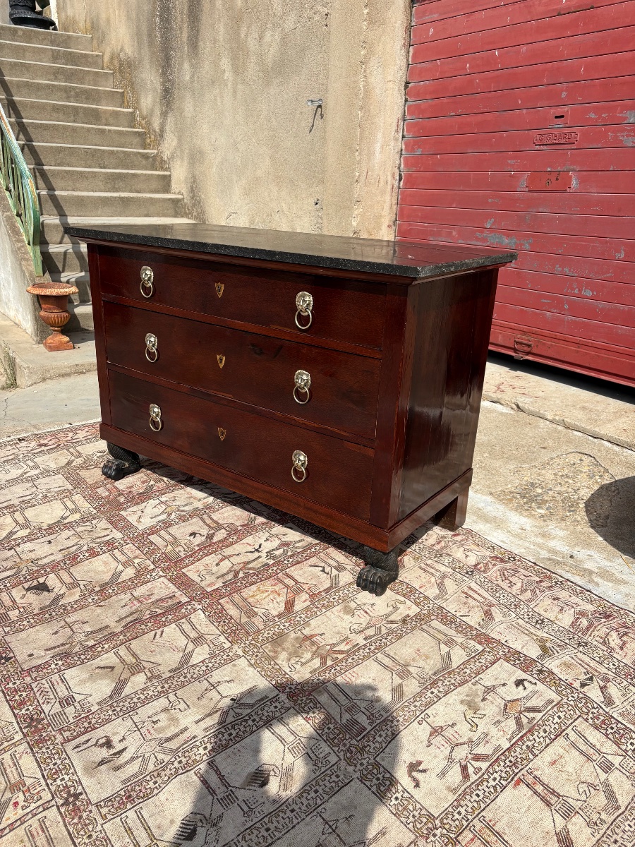 Commode, empire, en acajou, époque XIXe siècle-photo-4