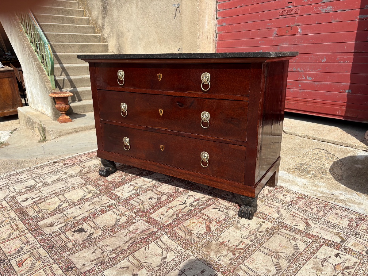 Commode, empire, en acajou, époque XIXe siècle-photo-5
