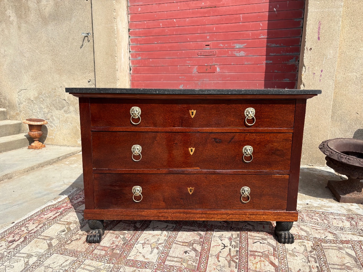 Commode, empire, en acajou, époque XIXe siècle-photo-8