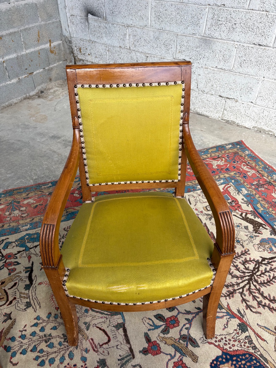 Pair Of 19th-century Empire-style Armchairs Made Of Cherry Wood-photo-4
