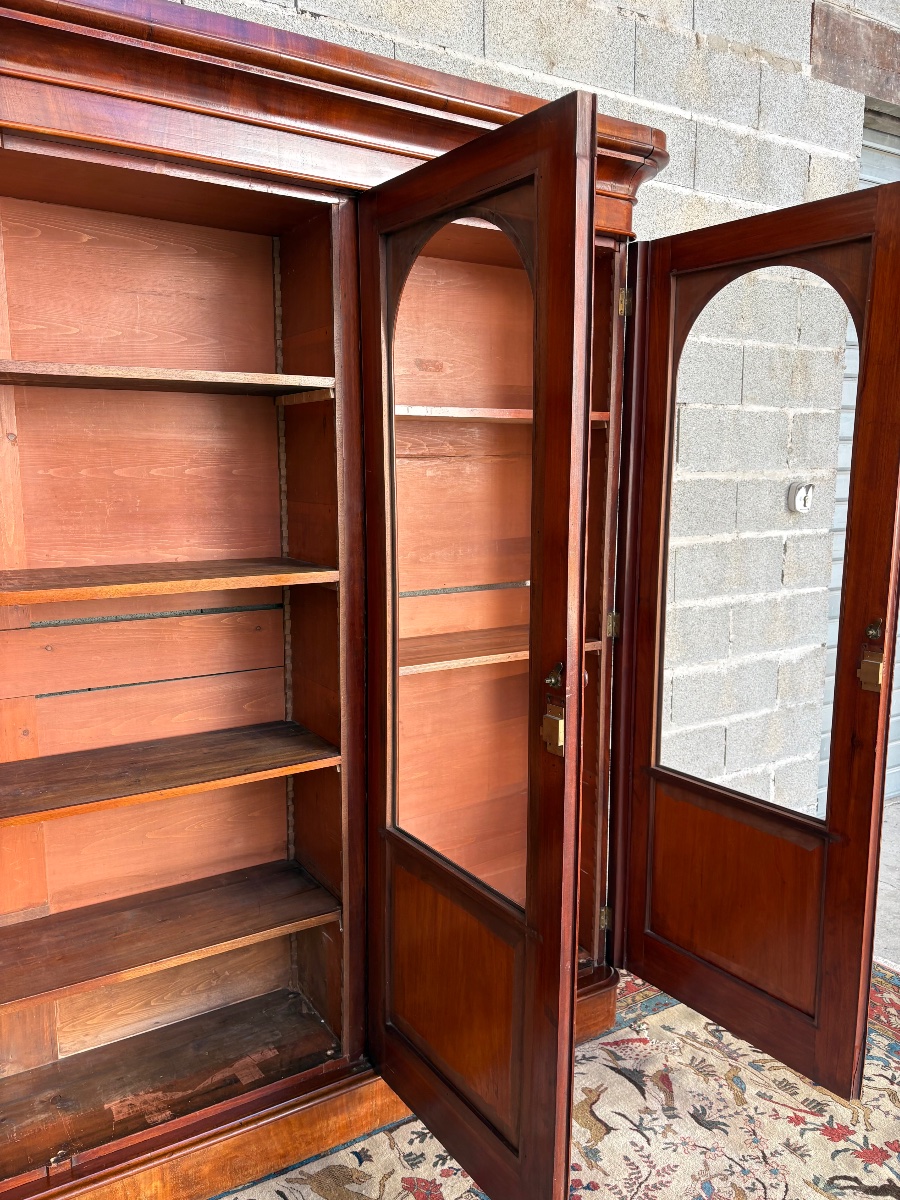 19th-century English Mahogany Dining Room Bookcase-photo-2