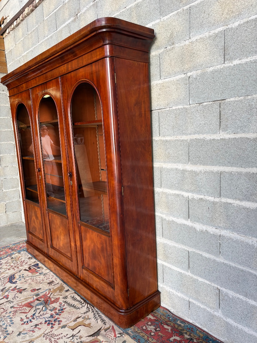 19th-century English Mahogany Dining Room Bookcase-photo-3