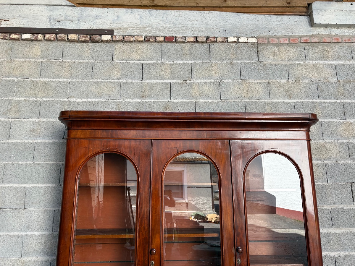 19th-century English Mahogany Dining Room Bookcase-photo-4