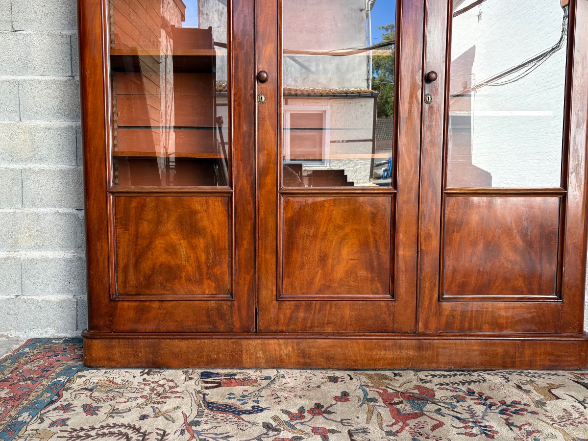 19th-century English Mahogany Dining Room Bookcase-photo-5