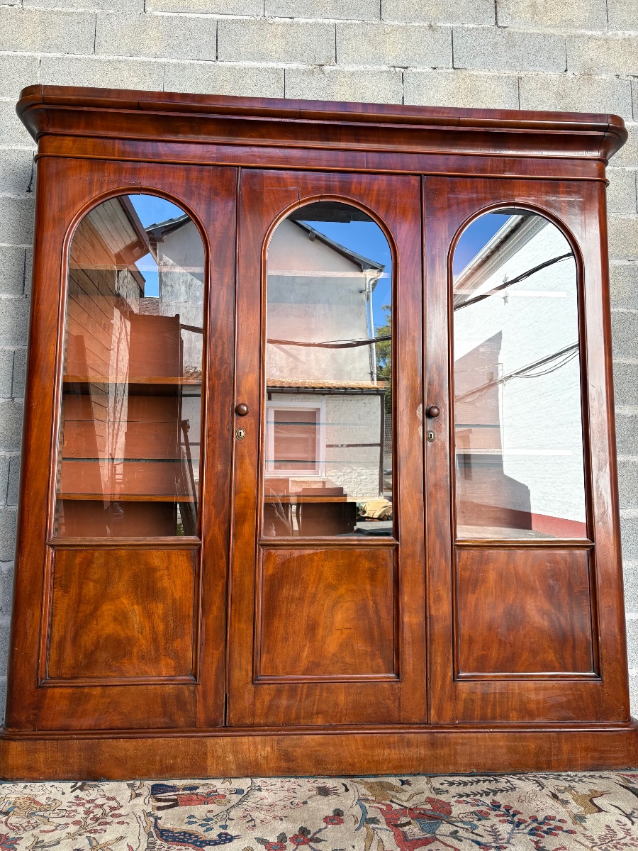 19th-century English Mahogany Dining Room Bookcase-photo-6
